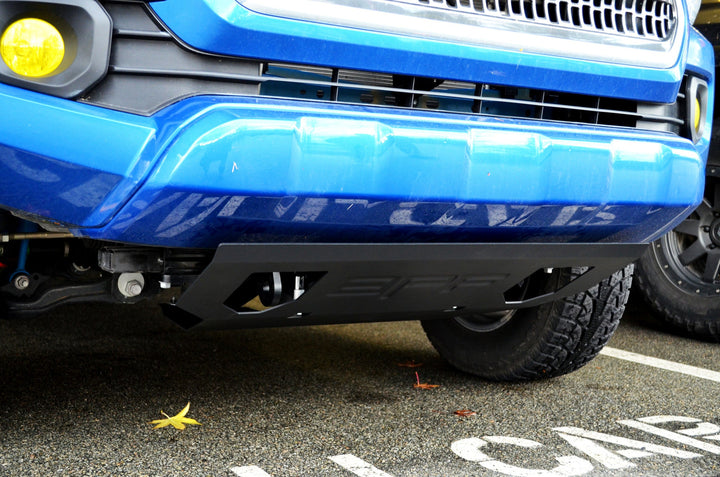 BPF passenger-side Tacoma recovery hook installed on blue Tacoma
