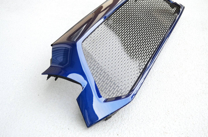 BPF Completed 2012-2015 Toyota Tacoma Grill in glossy dark blue finish featuring a durable, CNC fabricated raptor style grill mesh designed for easy bolt-on installation and OEM fitment.