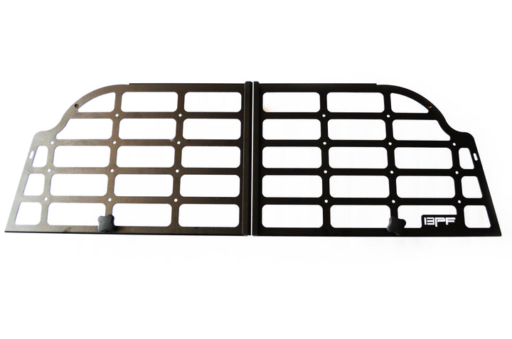 BPF Molle Style Pet Barrier 5th Gen Toyota 4Runner 2010-2024 made of black powder-coated steel with molle panel design for secure pet containment and overlanding gear organization.