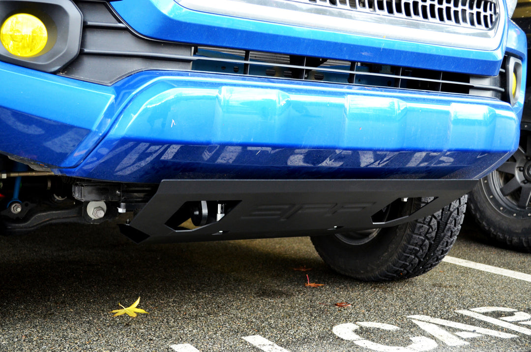 BPF 2005-2023 HD Tacoma Recovery Tow Hook Passenger Side installed on a blue Tacoma front bumper showing heavy-duty CNC fabricated tow hook with powder coated finish.