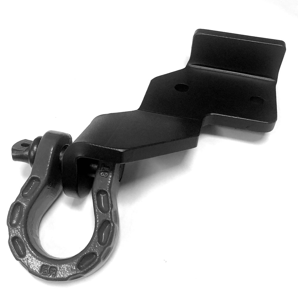 BPF 2005-2023 HD Tacoma Recovery Tow Hook made of durable metal with a powder-coated black finish, designed for heavy-duty towing and recovery on Tacoma trucks.