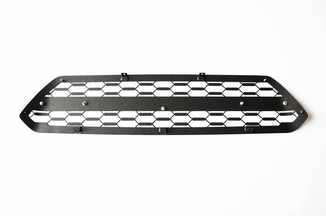 BPF 2012-2015 Toyota Tacoma Grill in black with hexagonal mesh design, CNC fabricated for a precise fit and durable powder-coated finish.