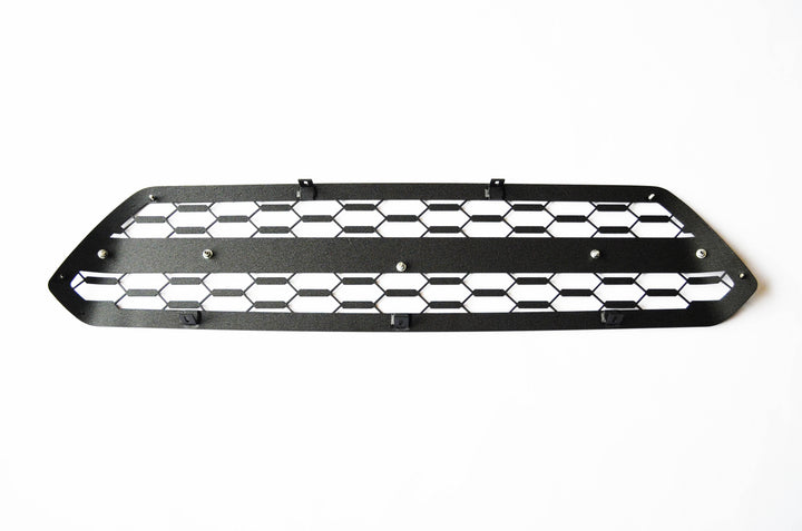 BPF 2012-2015 Toyota Tacoma Grill in black with hexagonal mesh design, CNC fabricated for a precise fit and durable powder-coated finish.